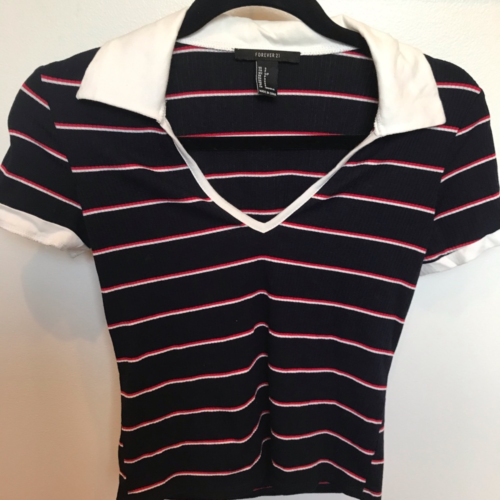 Forever 21 crop top with deep v and collar